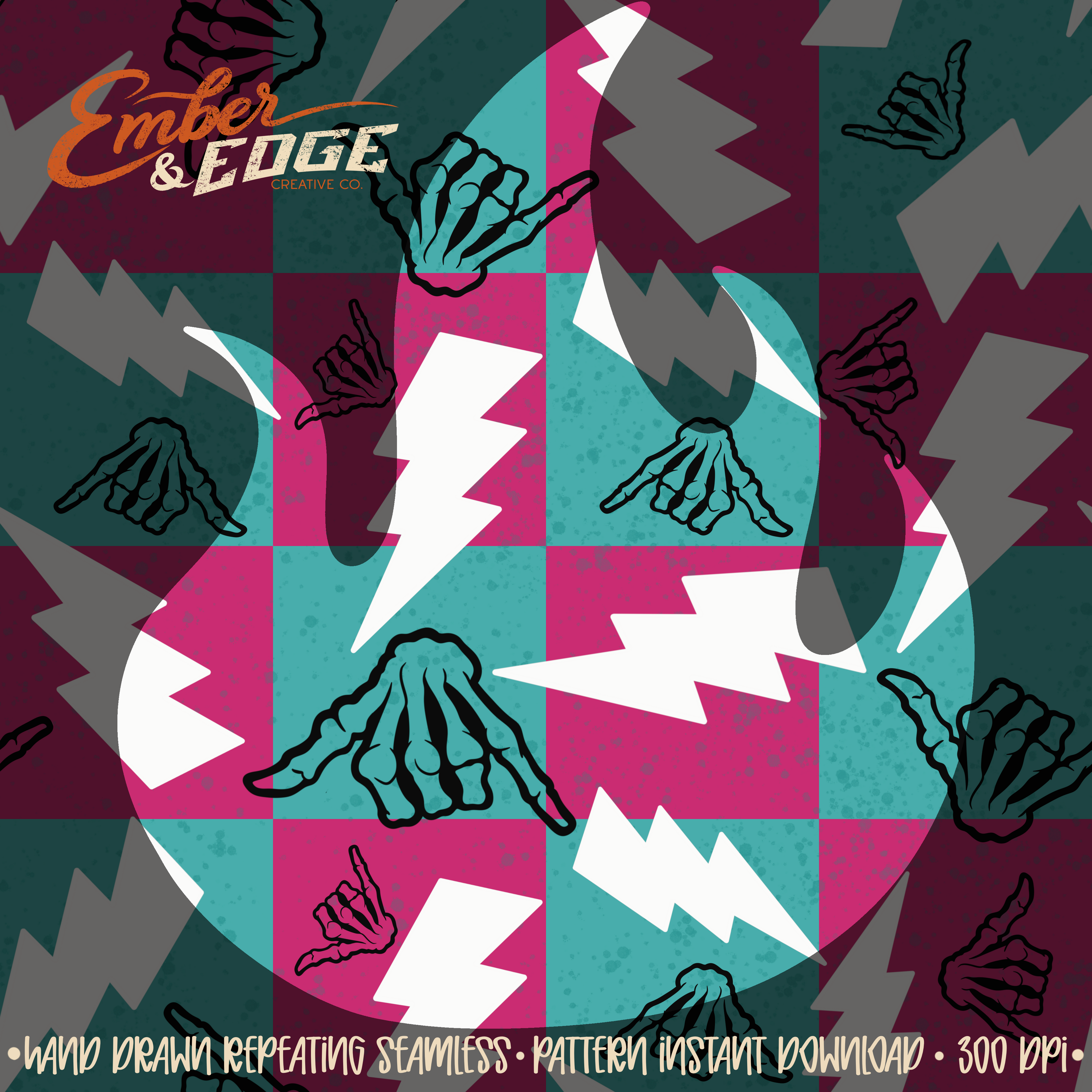 Hang loose- teal & pink seamless file