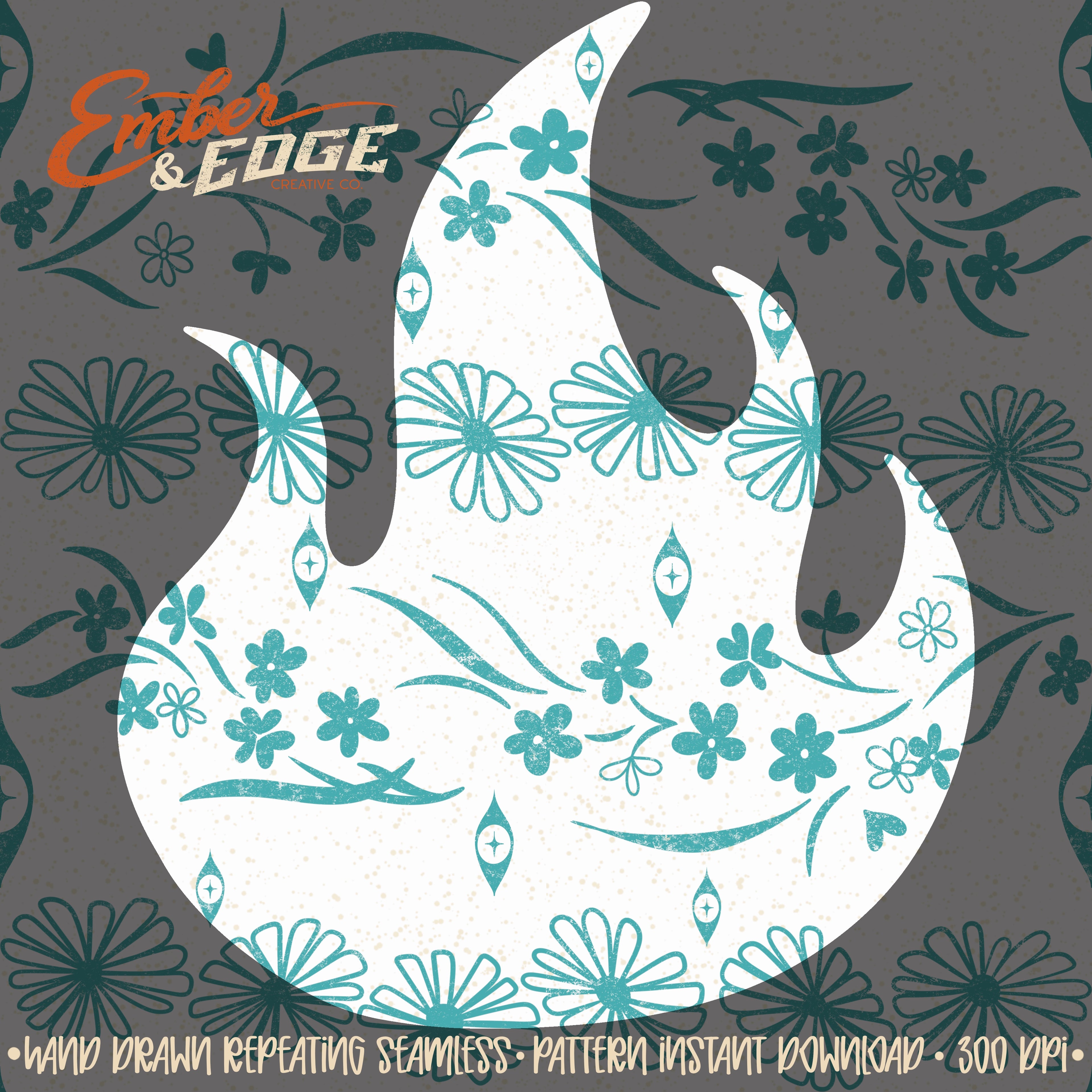 Teal Vintage Glassware- seamless file