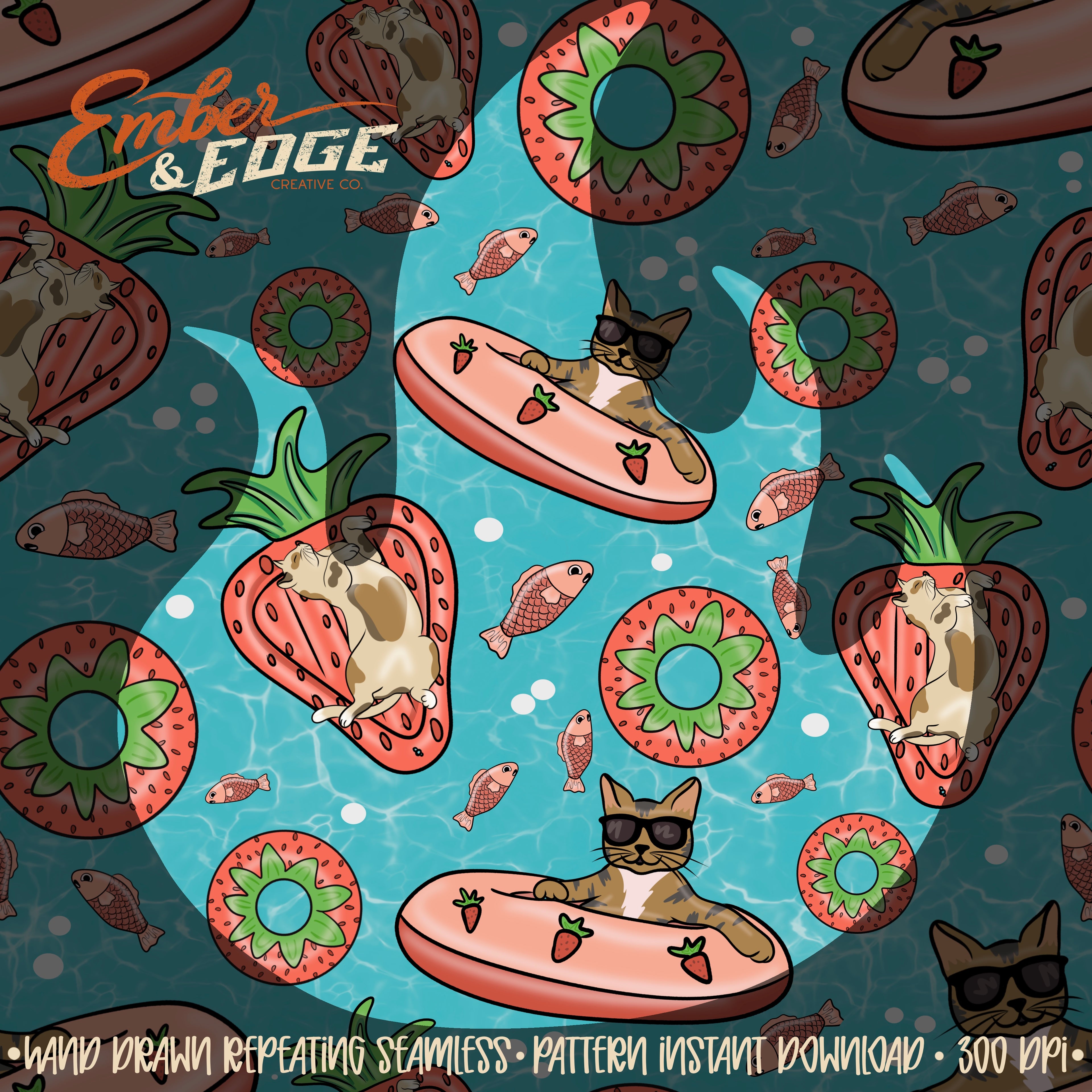 Strawberry kitties seamless